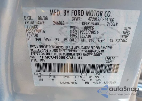 2009 Ford Escape Hybrid Limited from USA, damaged, VIN 1FMCU49369KA34141